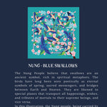 Load image into Gallery viewer, Nung - Blue Swallows Handmade Silk Scarf
