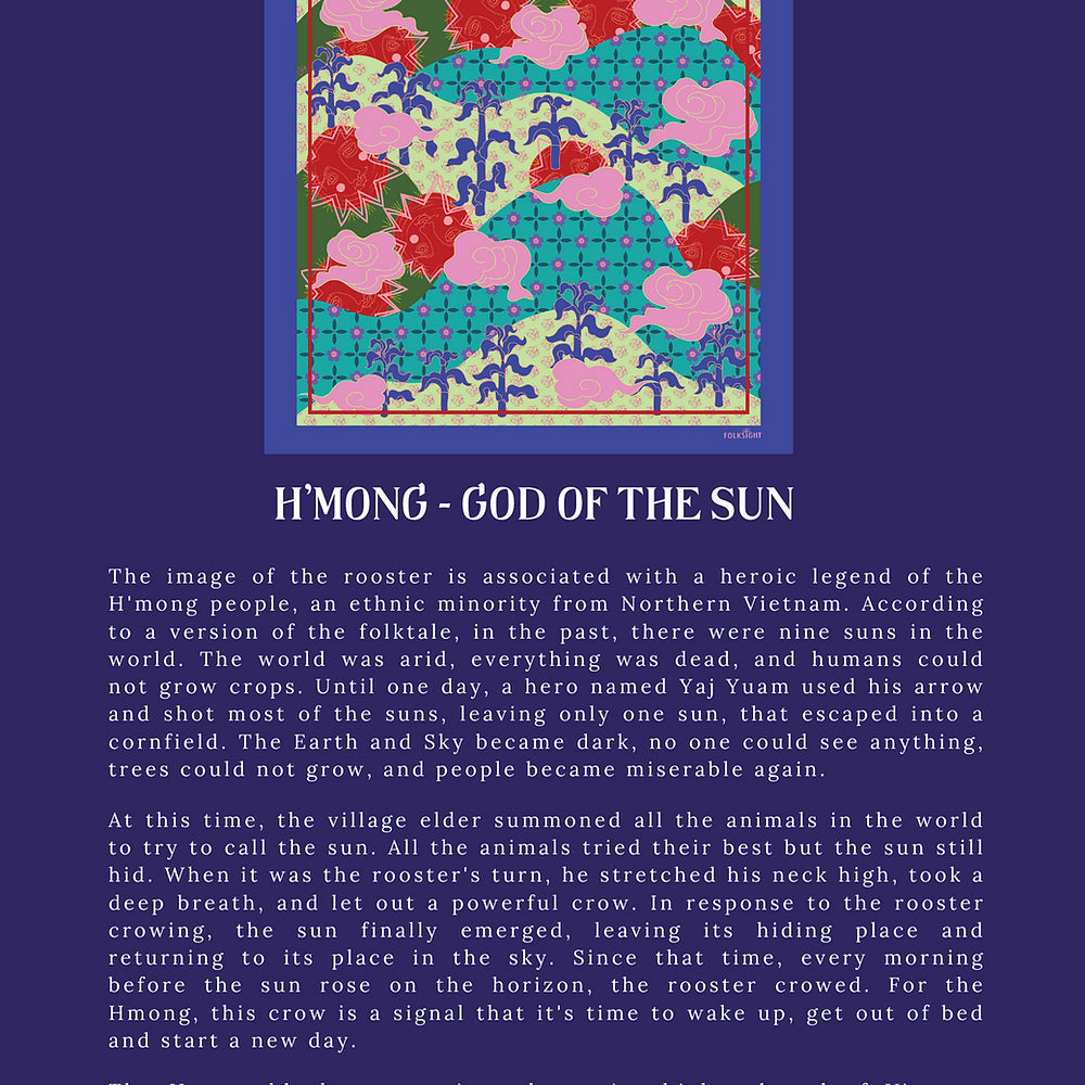 H'mong - God of the Sun Handmade Silk Scarf