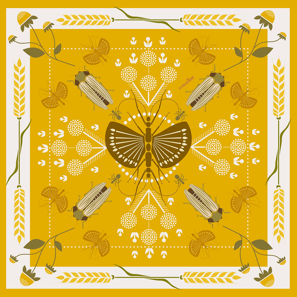 Yellow Butterfly Handmade Silk Scarf