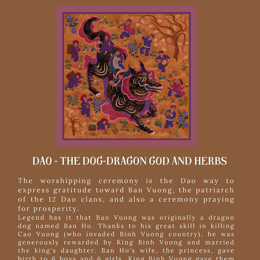 Dao -The Dog Dragon God and Herbs Handmade Silk Scarf