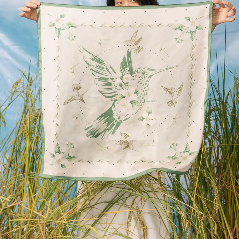 Hummingbird Handmade Silk Scarf