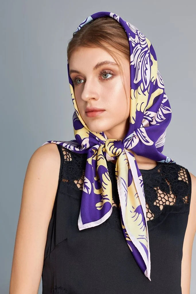 The Garden of Youth Silk Scarf Violet Yellow Color