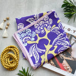 Load image into Gallery viewer, The Garden of Youth Silk Scarf Violet Yellow Color
