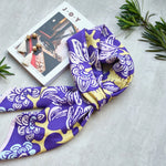 Load image into Gallery viewer, The Garden of Youth Silk Scarf Violet Yellow Color
