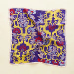 Load image into Gallery viewer, The Garden of Youth Silk Scarf Violet Yellow Color
