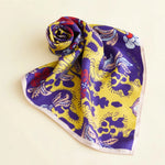 Load image into Gallery viewer, The Garden of Youth Silk Scarf Violet Yellow Color
