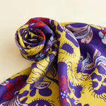 Load image into Gallery viewer, The Garden of Youth Silk Scarf Violet Yellow Color
