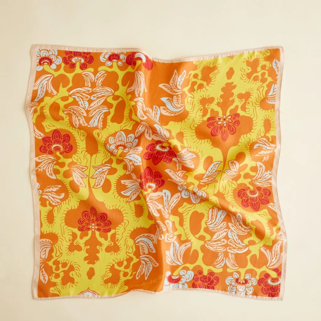 The Garden of Youth Silk Scarf Shiny Amber Color